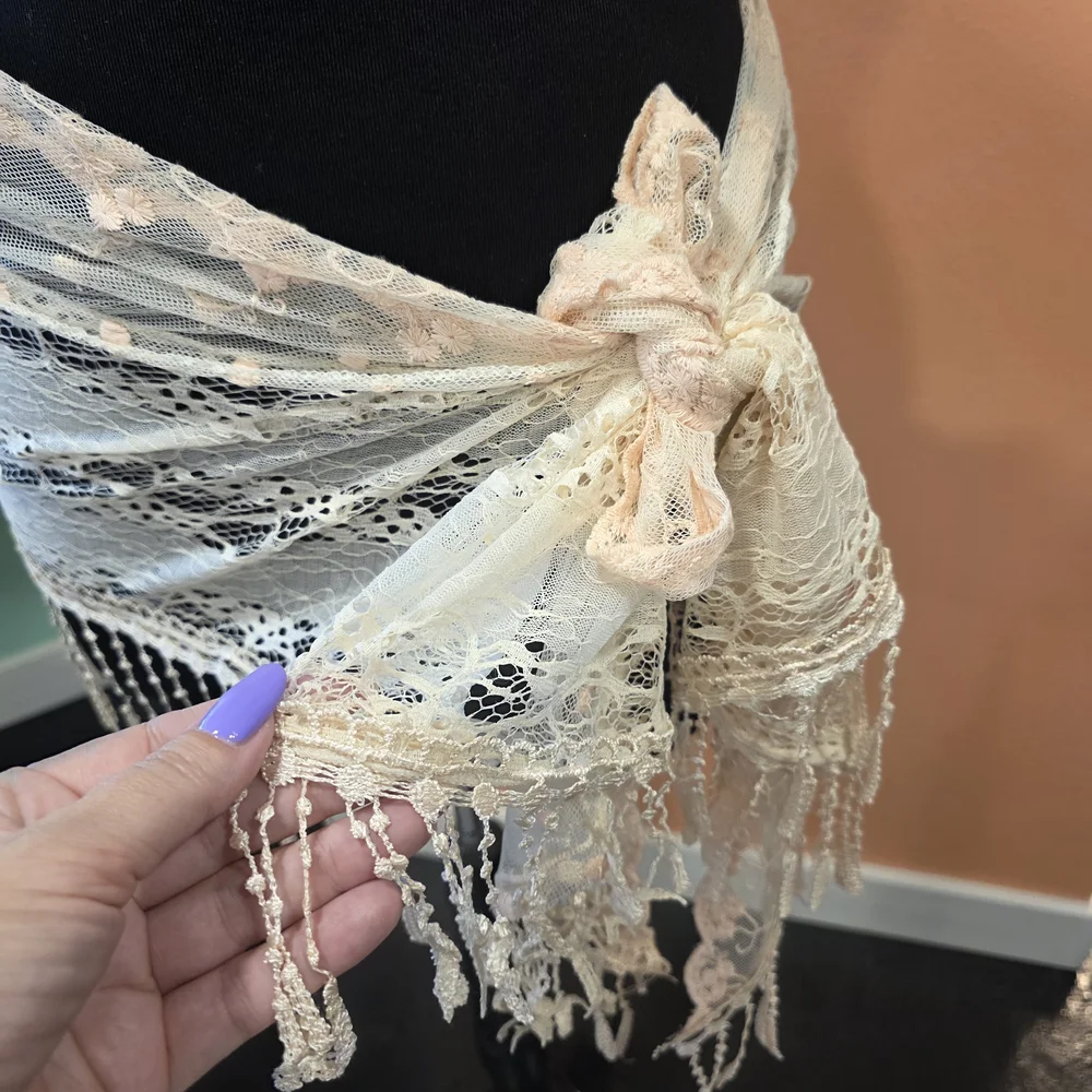 Boho Chic Scarf Festival Fringe Wrap Pier 1 Cream Bohemian Hippie Vacation